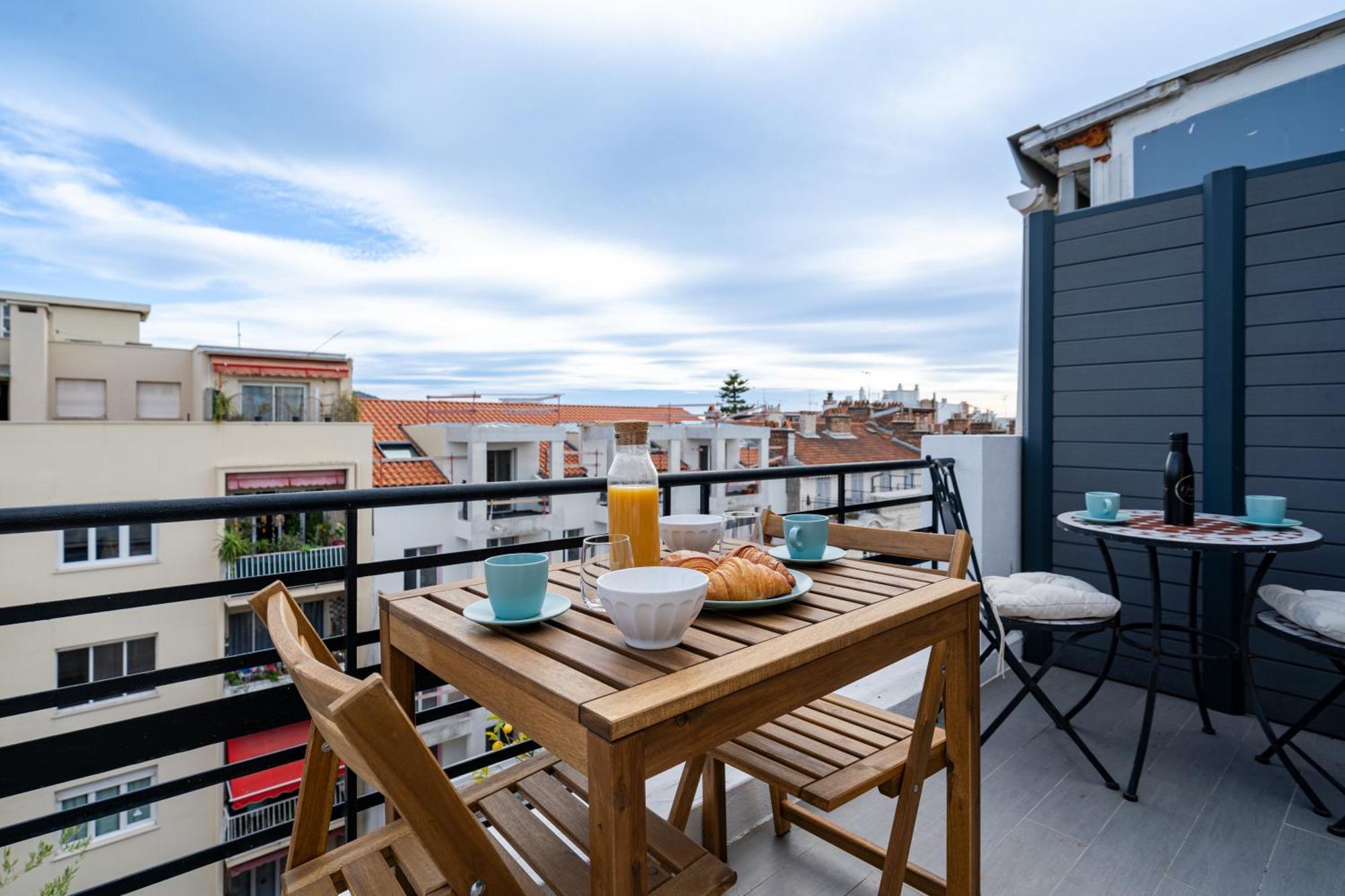 Top Floor Terrace - Dernier Etage Terrasse Cosy Nice Buitenkant foto